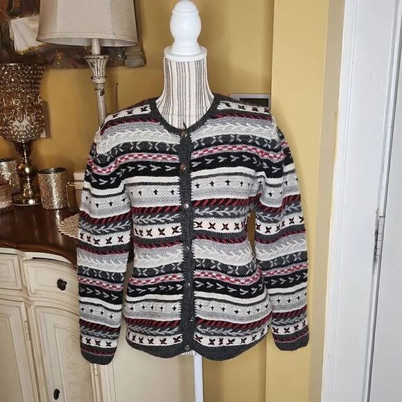 Talbots hand knit wool cardigan women's size M - Picture 1 of 3